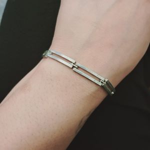 Sterling Silver Rectangle Link Bracelet